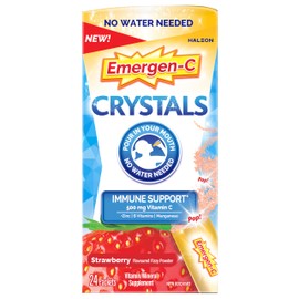 Emergen-C Crystals On-The-Go Immune Support Supplement with Vitamin C, Zinc, B Vitamins & Manganese, Strawberry Flavour, 24 Packets