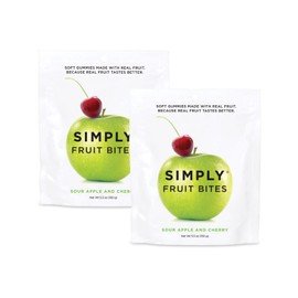 Simply Fruit Bites | Made with Real Fruit | Sour Apple and Cherry | 5.3 oz (Pack of 2) | No Cane Sugar + Gluten Free + Kosher