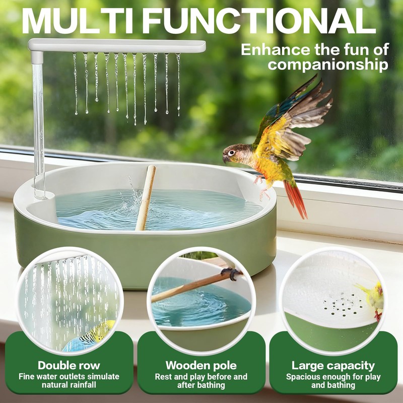 POMFAEE Bird Bath, Parrot Bathtub, Automatic Parrot Shower Bath with