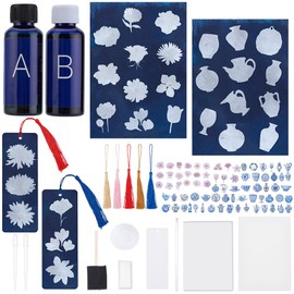 WEBEEDY 40 Sets Cyanotype Kit Include 30 Sheets A5 Paper,10 Bookmark,2 Component Sensitizer,Brush Tools and Instruction for Photographic Blueprints,Cyanotype Set for Sun Printing Arts Crafts Project