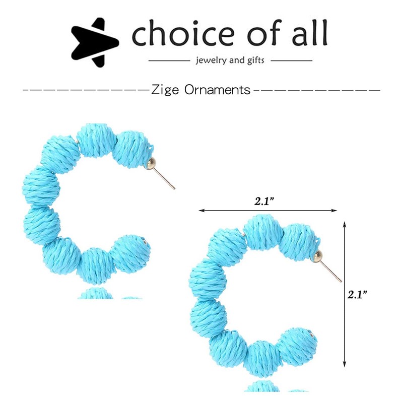 Rattan Earrings Statement Raffia Handmade Braid Straw Earrings Circle Hoop