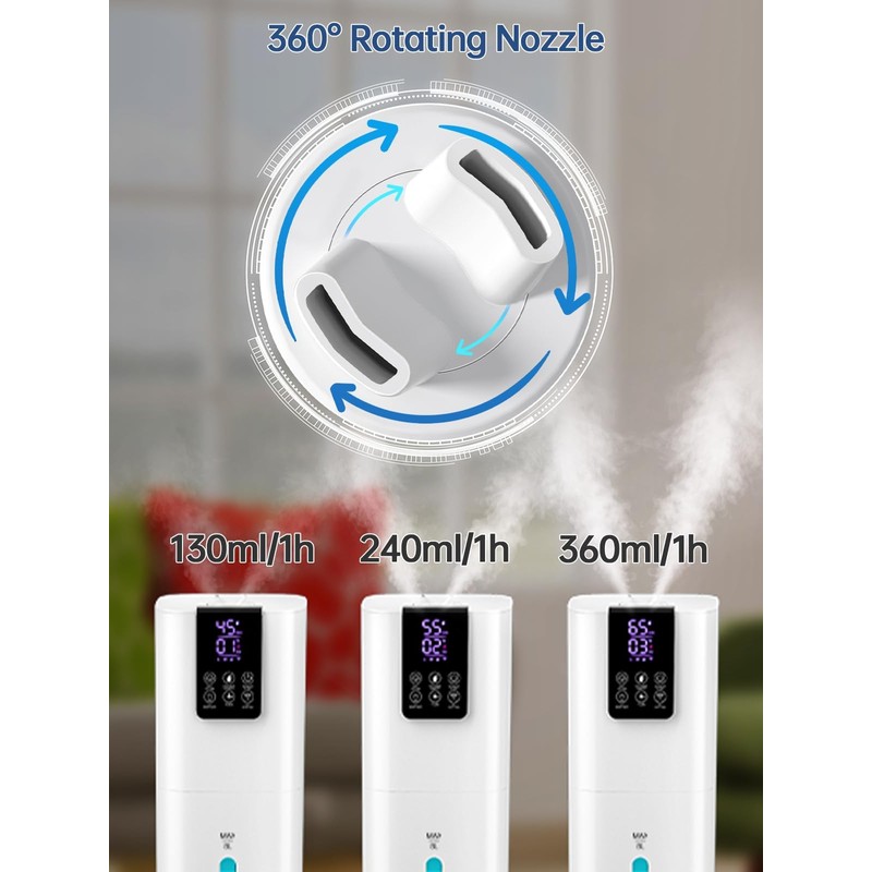 8L Smart Humidifiers for Bedroom Large Room, 2.1Gal Cool Mist
