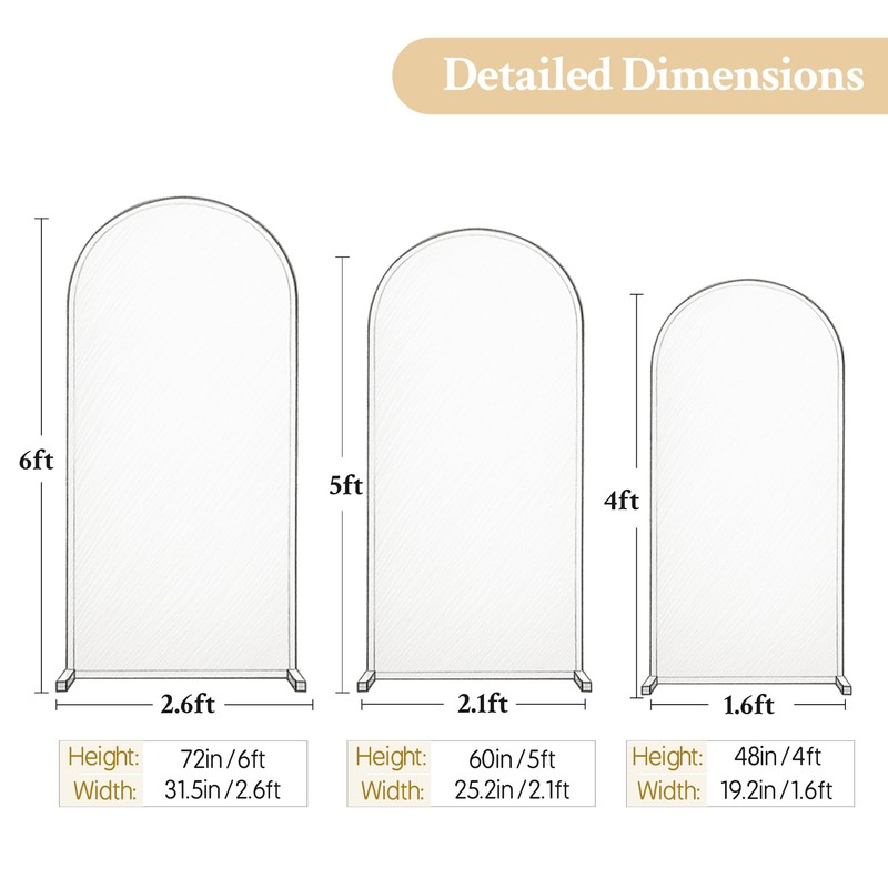 Set of 3 Arch Backdrop Covers(6ft, 5ft, 4ft) - Premium