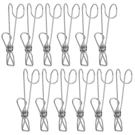 12Pcs Multi-Functional Portable Laundry Hooks Small Cloth Single Clip Useful Metal Hanging Clips Portable Laundry Hooks for Scarf, Belt, Gloves