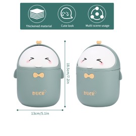 Huifoo Mini Table Rubbish Bin with Lid, Cute Cartoon Table Rubbish Bin, Cute Waste Paper Bin, Small, Kawaii Decoration, Storage Box, for Offices, Children's Room, Dressing Table, Living Room (Green)
