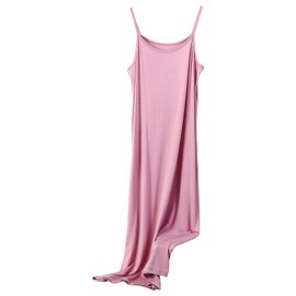 Jamron Womens Plus Size Full Slip Petticoat for Under Dress Cami Slip Dress Soft Strappy Chemise Nightdress Pink-1 M