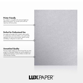 LUXPaper 8.5” x 11” Cardstock for Crafts and Cards in 105 lb. Silver Metallic, Scrapbook Supplies, 50 Pack (Silver)