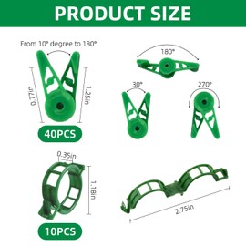EOWVISN 40Pcs Plant Stem Training Clips And 10Pcs Vine Retaining Clips, Adjustable Plant Clips, Plastic Plant Clips, Gardening Accessories, Gardening Gadgets