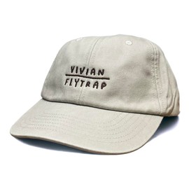 Vivian Flytrap Unisex Logo Washed Embroidered Dad Baseball Cap - Cream