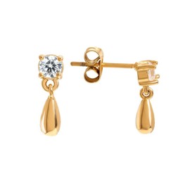 Tropfen Ohrringe aus Edelstahl mit Zirkonia (Gold)