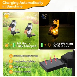 KIMHY Solar Garden Lights 2 Packs Owl Solar Lights Outdoor Garden, Solar Owl Lights Waterproof, Solar Outdoor Lights with Stake Maintain 10 Hours of Lighting for Patio, Balcony, Yard, Lawn, Pathway