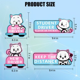 Zpana Reflective New Driver Car Magnet, Cute Funny Cartoon Vehicle Student Safety Sign for Bumper, Reusable Auto Exterior Beginner Sticker Accessories, Universal for SUV Sedan Truck (Cat-B)