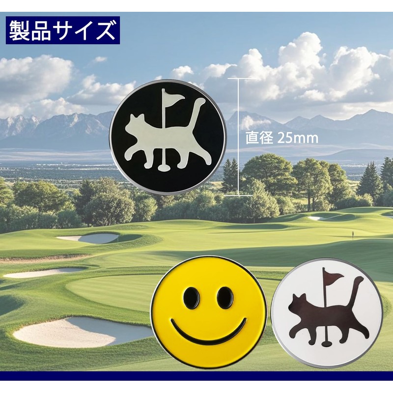 Adhere Golf Marker Metal Golf Logo Ball Mark Cute Cat