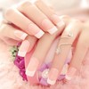 RUNRAYAY 24Pcs Press on Nails Medium, Nude French Tip Fake Nails Coffin, False Nails with Design for Women and Girls