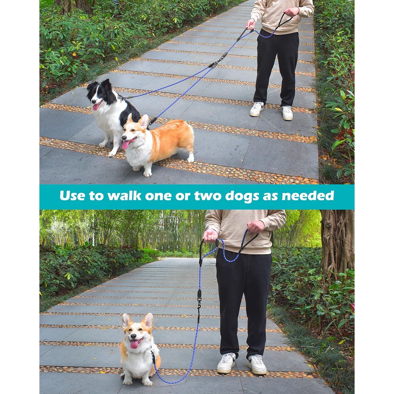 PetBonus Rope Double Dog Leash, No Tangle Dual Leash, Reflective