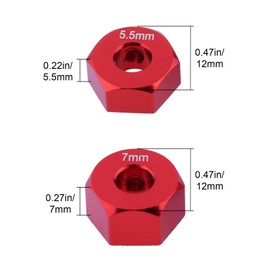 Hobbypark Aluminum 12mm Hex Wheel Hubs for Traxxas 1/10 2WD Slash, Rustler, Stampede,Hop-ups Replacement of Part 1654 3654 (4pcs) (Red)