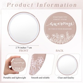 Cinnvoice 50 Set Mother's Day Inspirational Compact Mirror Gifts for Women Bulk Sometimes You Forget You're Awesome Makeup Pocket Mirror for Purse Motivational Cards for Nurse Coworker(Boho)
