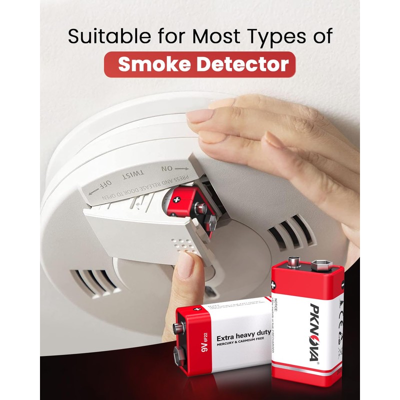 9V Batteries Carbon 9 Volt Battery for Smoke Detector 6F22