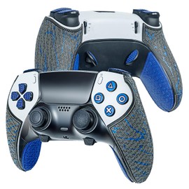 Controller Grips, Skin kit,Anti-Skid, Multi-Texture, Sweat Absorption, Pre-Cut Grips Tape, by SHADOW BOOLT (Metallisch Gray & Blue, 2.0 for DualSense Edge)