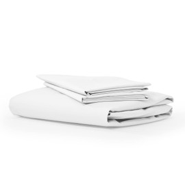 Five Looms Classic Percale Fitted Sheet and 2 Pillowcases, 100% Cotton with Deep Pocket 15”, Easy Care Luxury Hotel Quality Soft Cooling Sheets Set, 3 PC Set Without Flat/Top Sheet, Full, White