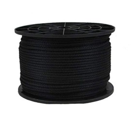 1/8 inch Black Dacron Polyester Cord - 500 Foot Spool | Solid Braid - Industrial Grade - High UV and Abrasion Resistance - Low Stretch