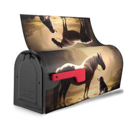 YYHWHJDE letterbox cover waterproof oxford cloth Fits standard or large size mailboxes Horse Meets Dog picture 21x18 in