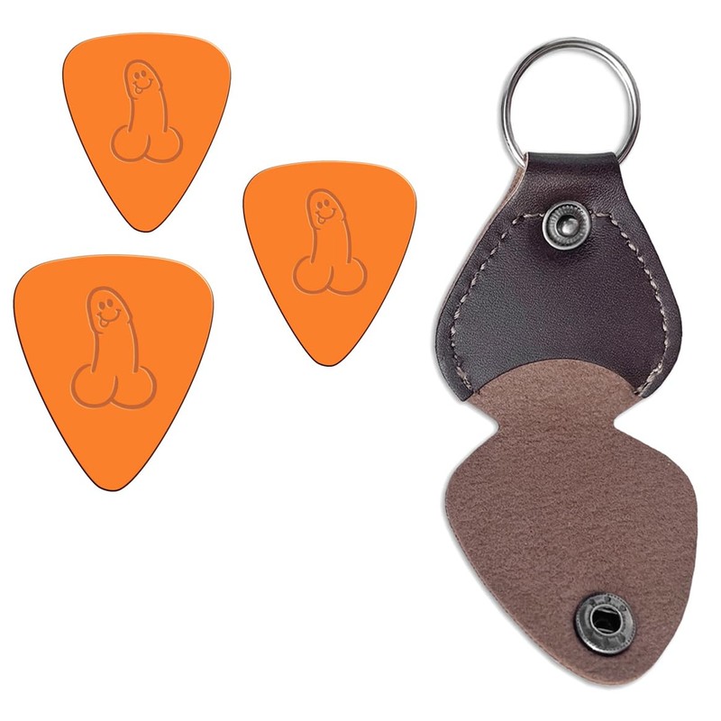 Pack of 3 DickPick Guitar Picks with Genuine Leather Plectrum