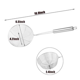 Stainless Steel Skimmer Spoon Flat Bottom Spider Strainer for Kitchen Utensils Frying/Spaghetti/Restaurant Net Spoon/Hot Pot Filter Spoon (6.5in)
