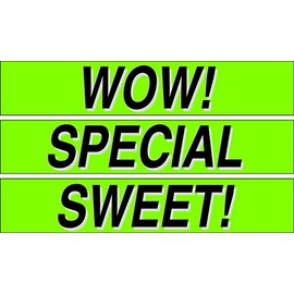 EZ LETTERING Vinyl Windshield Stickers 3 Dozen 15 Inch Chartreuse Slogans Wow, Special, Sweet! Dealership Pro Pack for Car Lots