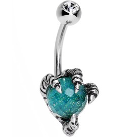 Body Candy Stainless Steel Clear Accent Brilliant Blue Globe Take Me Talons Belly Button Ring
