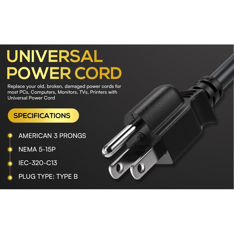 CableLeader 10ft 16 AWG Universal Power Cord IEC320 C13 to