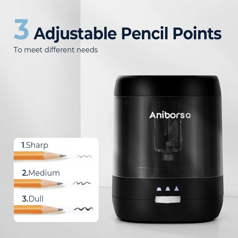 Electric Pencil Sharpener, USB & Battery Operated, Adjustable Nibs, Automatic