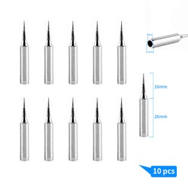 Pack of 10 Soldering Iron Tips, 900M-T-I Soldering Tips, Replacement Soldering Tips, Sharp Soldering Iron Tips, Copper Soldering Tips, Lead-Free Soldering Tips Set, for 936, 937, 938, 969, 8586, 852D