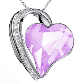 prino Necklace for Women with Birthstone Crystals, Love Heart Pendant and Silver Plated Chain,Perfect Anniversary, Birthday,or Valentine’s Day Jewelry Gifts for Women,Wife, Mom.