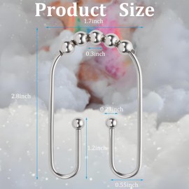 Resze U Shaped Shower Curtain Hooks Rings,12 Pcs Durable Rust Resistant Metal Shower Hooks, Double Glide Smoothly Anti-Drop Shower Rings for Shower Curtain Rod,Chrome