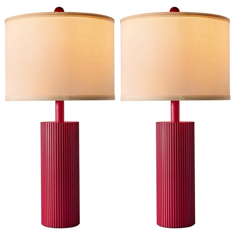 BZZMMB 24.5" Red Touch Lamps Set of 2, Modern Living