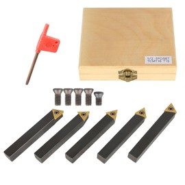 kimllier 5Pcs 1/2 Inch Indexable Carbide Lathe Turning Tool Holder Metal Lathe Tools Inserts Bits with TCMT16T304 Carbide Inserts Fit for Finishing Operations