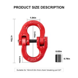 Hammerlock G100 Forged Coupling Link Alloy Steel 5/8" Connecting Link 18,000 LBS Working Load Mechanical Coupling Link Safety Chain Connecting Link, Max Break Capacity 70,600 LBS, Pack of 2