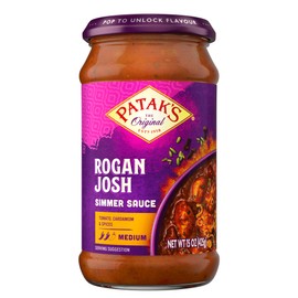 Patak’s Rogan Josh Simmer Sauce - Medium Spiced Tomato-Based Curry Sauce with Garlic, Ginger & Aromatic Spices - Gluten-Free & Vegan Indian Simmer Sauce - Ready in Minutes - 15oz Jar (Pack of 3)