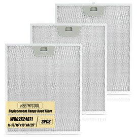 3-Pack wb02x24871 Range Hood Grease Filter - Compatible with GE Models JVW5361EJ1ES, JVW5361EJ2ES, JVW5361SJSS, JVW5361BJ1TS - Approx. 11-13/16" x 10"