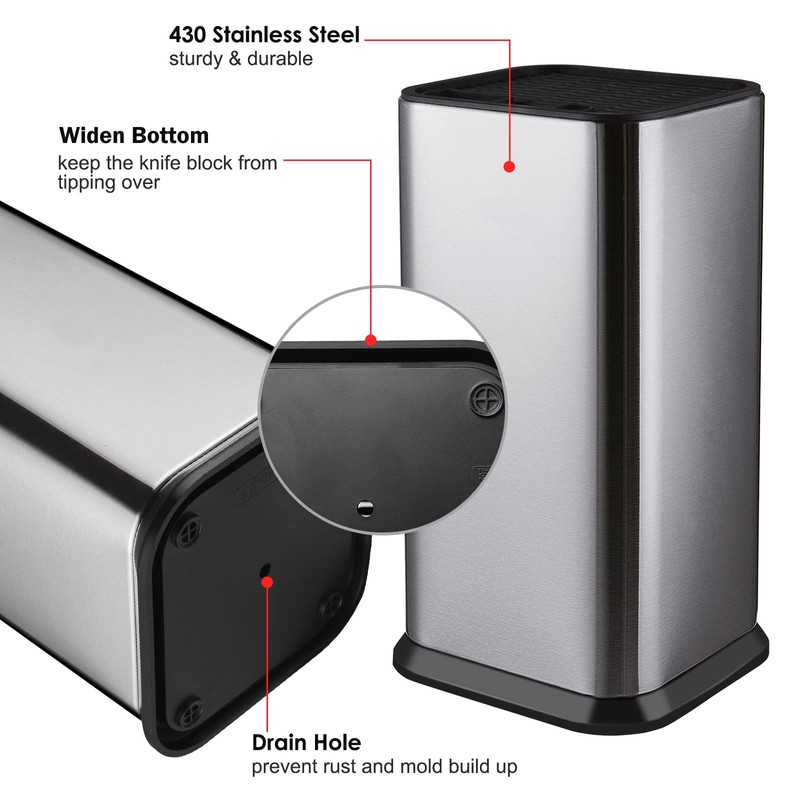Universal Knife Block Without Knives,Modern Knife Holder for Kitchen Counter,Stainless