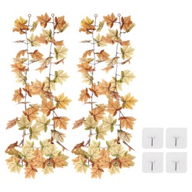 PATIKIL Fall Garlands 6.6Ft/Piece, 2 Pack Artificial Autumn Foliage Garlands Maple Leaves Hanging Vines Leaf Decor for Home Wedding Fireplace Party,Red/Light Yellow