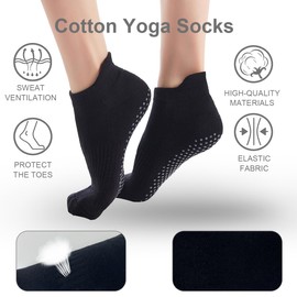 Jc.upin 2 Pairs Pilates Socks,Yoga Socks for Women Non Slip,Reformer Pilates Socks,Fall Prevention Ankle Socks for Barre Fitness, Ballet, Dance, Home Workout,Cotton Yoga Socks