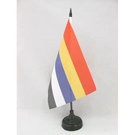Republic of China 1912-1928 Table Flag 5'' x 8'' - Chinese Five-coloured Desk Flag 21 x 14 cm - Black plastic stick and base - Drapeau République de Chine 1912-1928 AZ FLAG