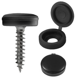 DCQQ 200 Pieces Plastic Fold Screw Snap Covers,Hinged Screw Cover Caps,Screw Decorative Covers (Black)