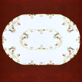 Simhomsen Embroidered Cute Easter Bunny Tablecloth (Oval 58 × 88 Inches)