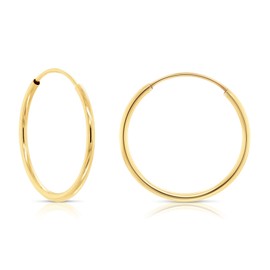 14k Yellow Gold Endless Hoop Earrings, 14k Gold Thin Hoop Earrings, Cartilage Earrings, Helix Earring, Nose Hoop, Tragus Earring, Yellow Gold, No Gemstone
