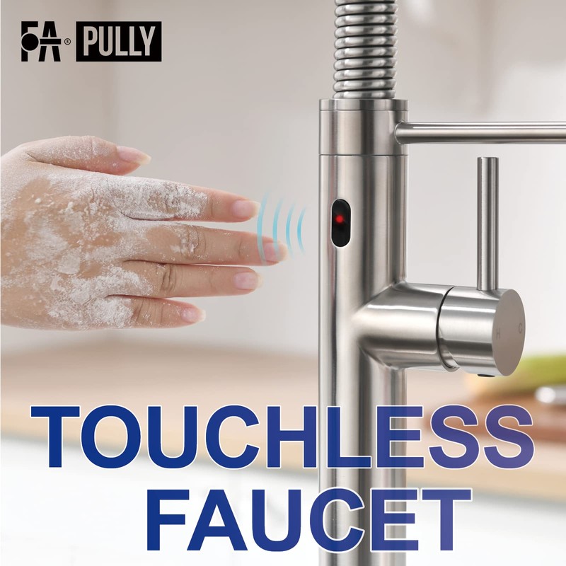 Fapully Touchless Kitchen Faucet with Pull Down Sprayer,Sensor Commercial Pull-Down
