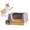 Cat Litter Box Semi Enclosed Heightened Fence Prevent Leakage Large