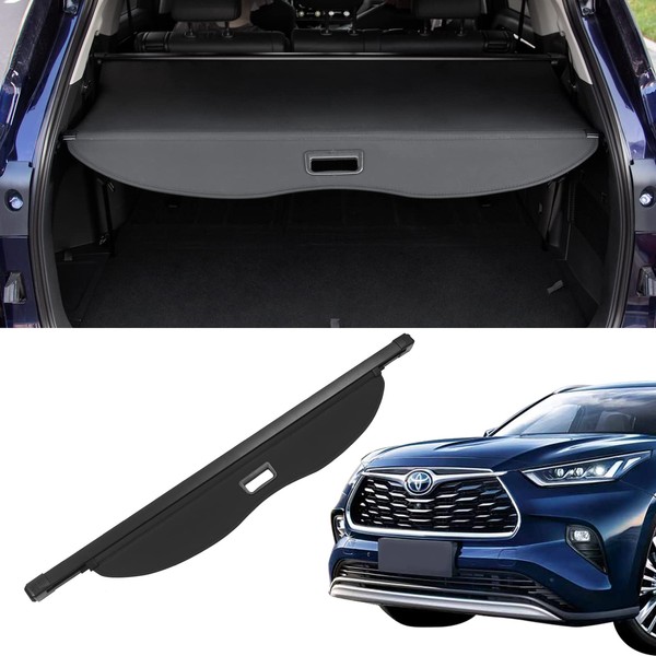 Bomely Fit 2020 2021 2022 2023 Toyota Highlander Trunk Cargo Cover Luggage Retractable Rear Trunk Security Shade Shield Highlander Accessories